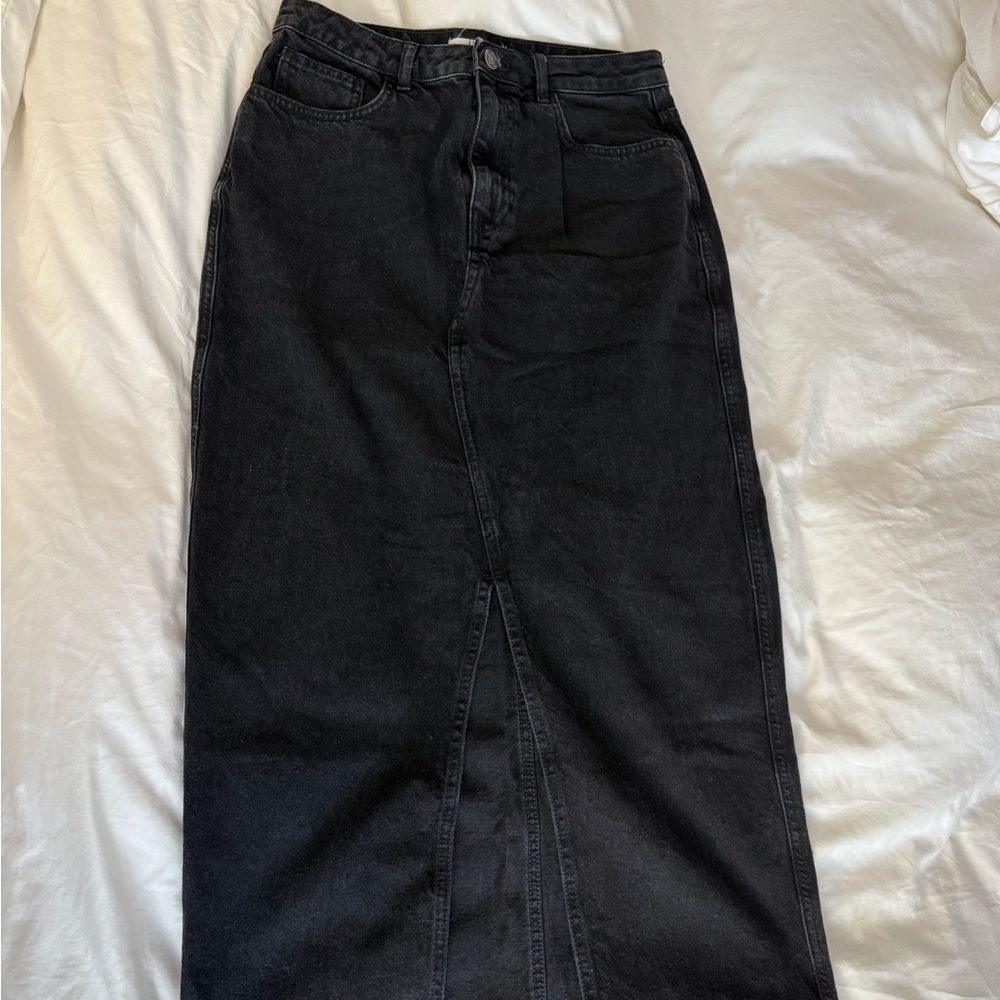 Black Denim Maxi Skirt